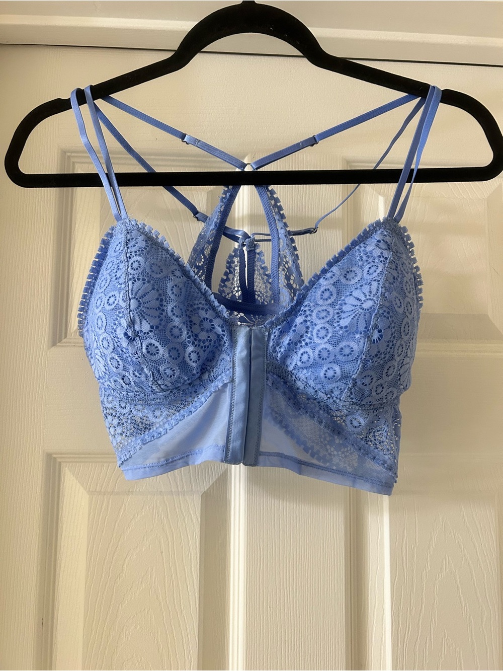 aerie Light Blue Lace Bralette with Strappy Back